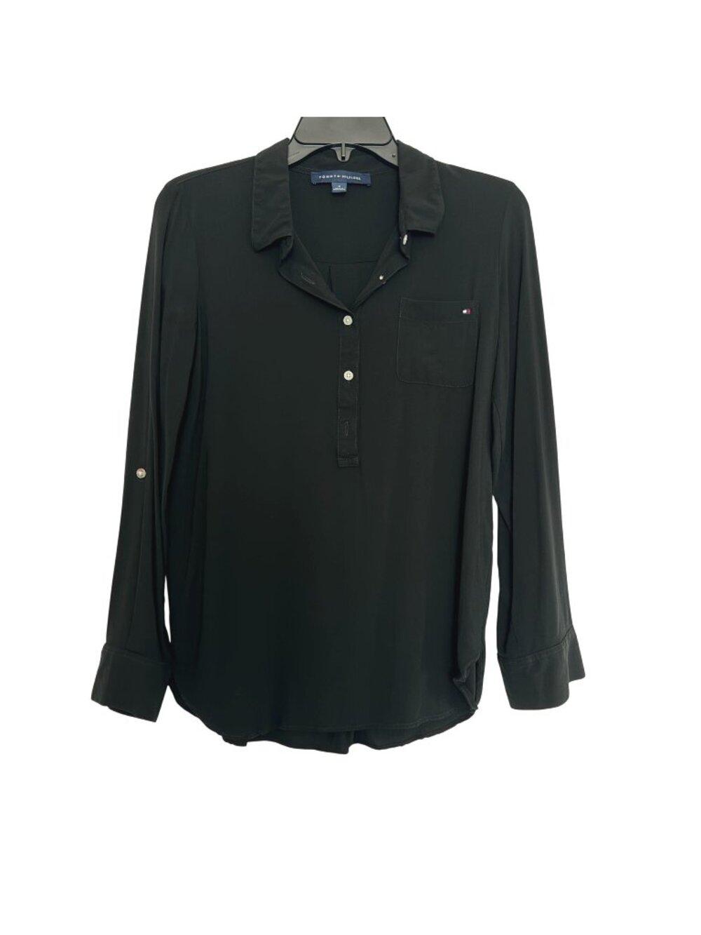 Tommy Hilfiger Women Pullover Long Sleeve Button Front Blouse Size M